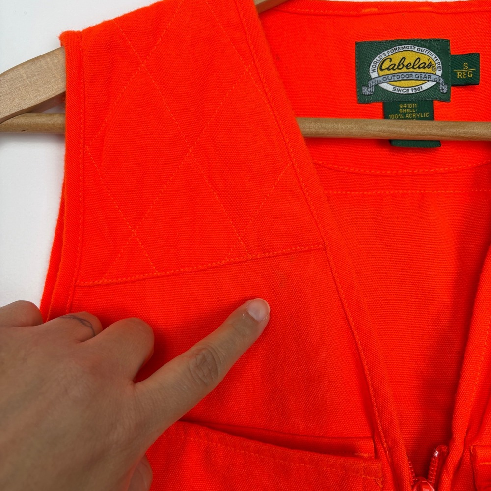 Cabelas Womens Outdoor Hunting Gorpcore Gear Vest Size Small Orange Cargo Pocket - Picture 6 of 10